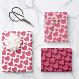 Hoja De Papel De Regalo Corazones rosados de frambuesa