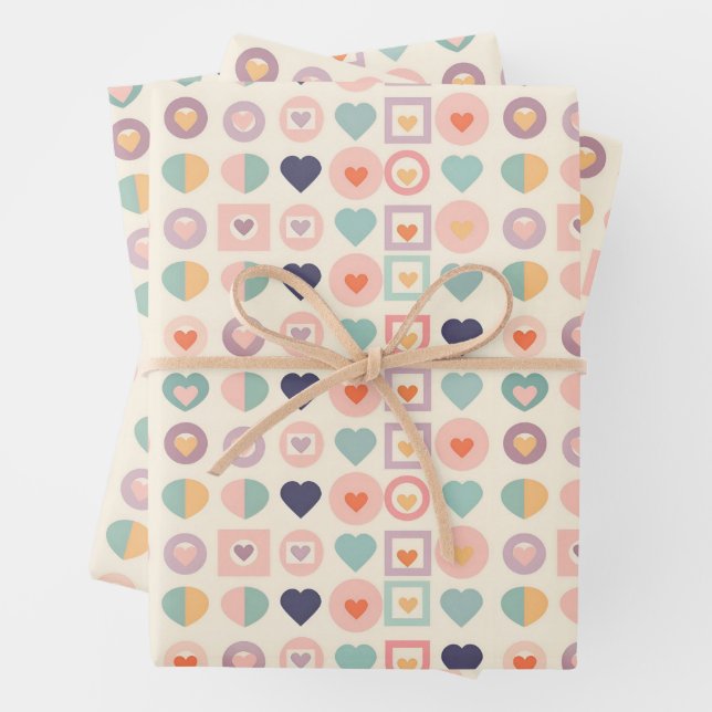 Hoja De Papel De Regalo Corazones y formas geométricas (In situ)