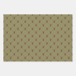 Hoja De Papel De Regalo Corazones y rayas rústicas