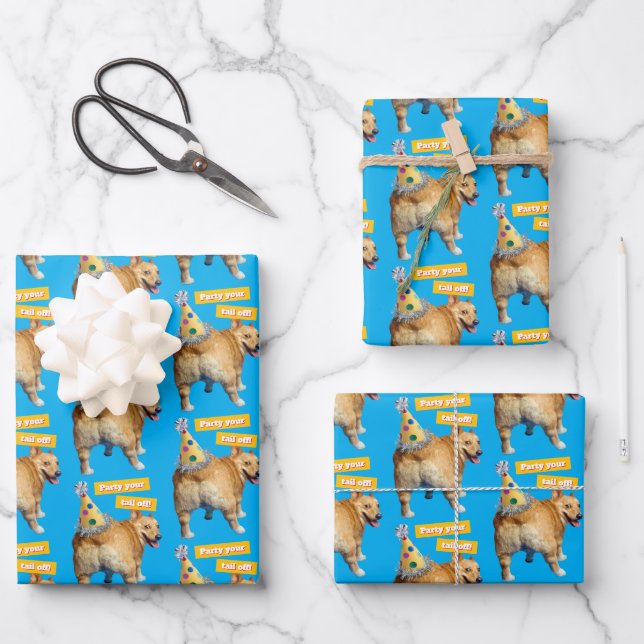 Hoja De Papel De Regalo Corgi Butt Birthday Hat (Anverso)