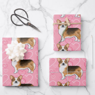 Hoja De Papel De Regalo Corgi Galés de Pembroke Pelirrojo Ama Rosa