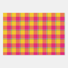 Hoja De Papel De Regalo Corn and Razzmatazz Plaid Yellow Pink