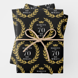 Hoja De Papel De Regalo Corona de Laurel Divertida Cumpleaños 70