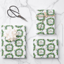 Hoja De Papel De Regalo Corona de vacaciones de Navidad feliz