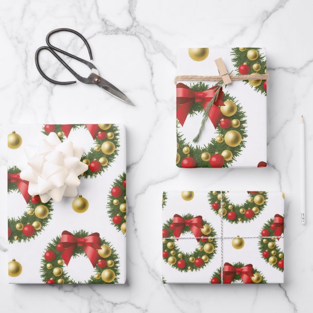 Hoja De Papel De Regalo Coronas de Navidad (Anverso)