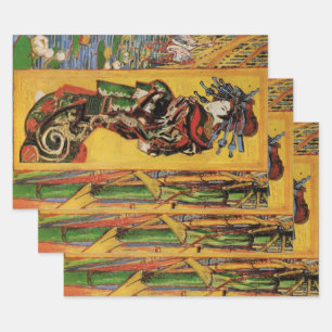 Hoja De Papel De Regalo Cortesía japonesa de Oiran por Vincent van Gogh