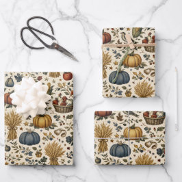 Hoja De Papel De Regalo Cosecha de Acción de Gracias de Otoño Vintage