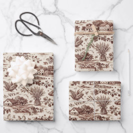 Hoja De Papel De Regalo Cosecha Toile Marrón Sepia