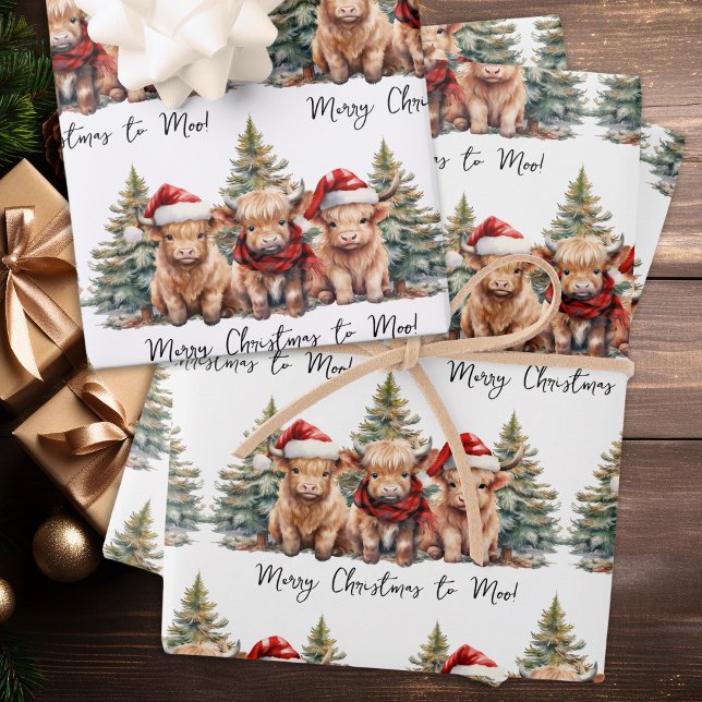Hoja De Papel De Regalo Cosy Highland Cow Farm Animal Feliz Navidad (Subido por el creador)