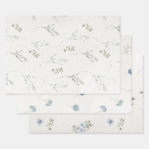 Hoja De Papel De Regalo Cotswolds Blue Winter Florals Faux Handmade