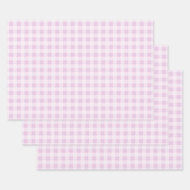 Hoja De Papel De Regalo Cotton Candy Gingham Wrapping Paper Sheets (Set)