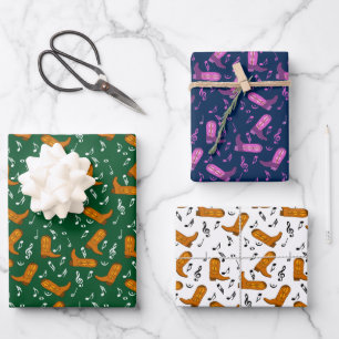 Hoja De Papel De Regalo Cowboy Boots Music Notes