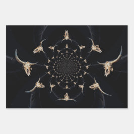 Hoja De Papel De Regalo Cowboy de cráneo de toro occidental Resumen de cos