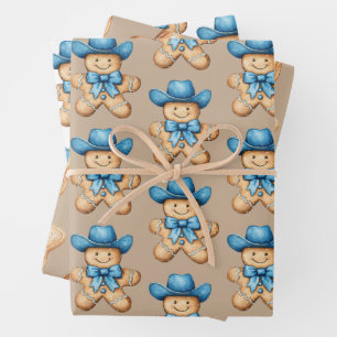 Hoja De Papel De Regalo Cowboy Feliz Gingerbread