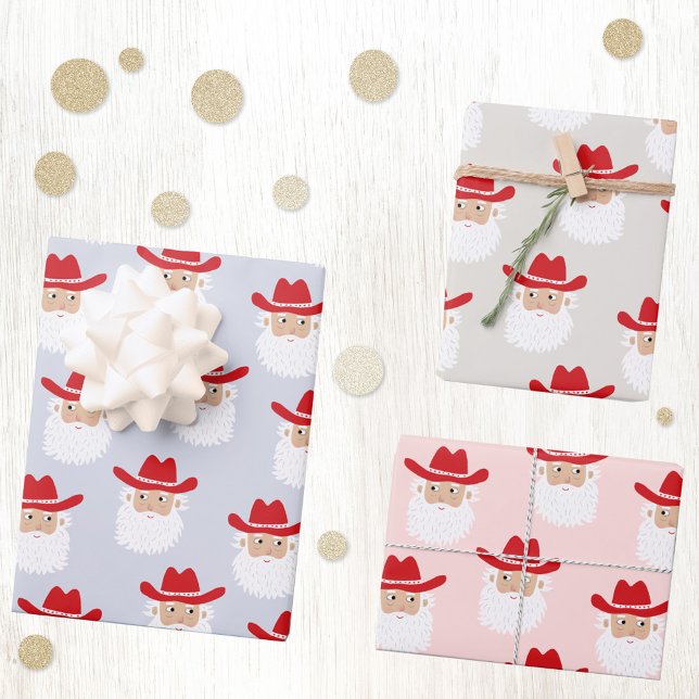 Hoja De Papel De Regalo Cowboy Santa Claus Western Christmas (Fun Cowboy Santa Claus Western Christmas Holiday gift wrapping paper)