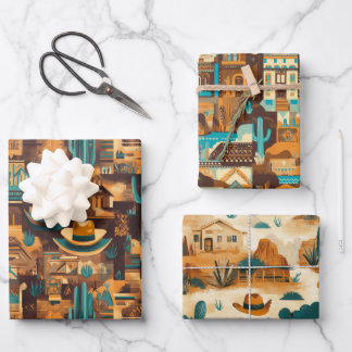 Hoja De Papel De Regalo Cowboy Western Desert Brown