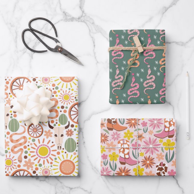 Hoja De Papel De Regalo Cowgirl Adventure (Anverso)