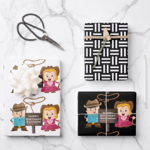 Hoja De Papel De Regalo Cowgirl y vaquero personalizados