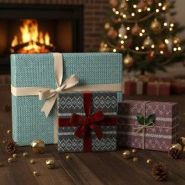 Hoja De Papel De Regalo Cozy Knit Pattern Wrapping Paper Set