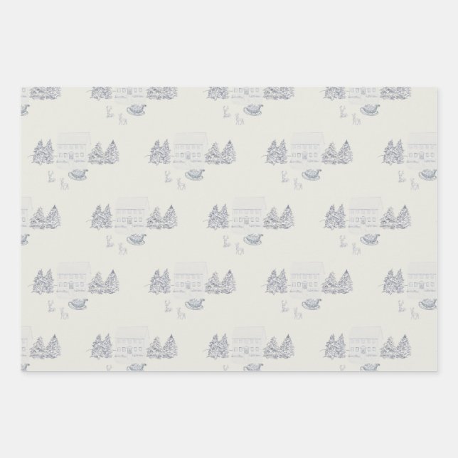 Hoja De Papel De Regalo Cozy New England Christmas Home (Anverso)