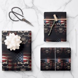 Hoja De Papel De Regalo Cráneo de Bandera Americana