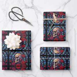 Hoja De Papel De Regalo Cráneo de Stones y Rosas