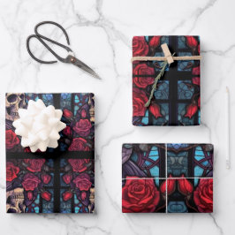 Hoja De Papel De Regalo Cráneo de Stones y Rosas