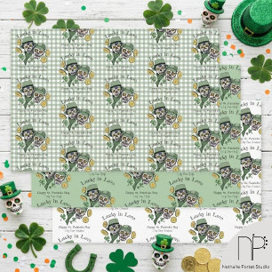 Hoja De Papel De Regalo Cráneo Irlandés Afortunado en el Amor