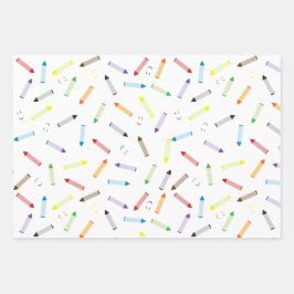 Hoja De Papel De Regalo Crayones felices