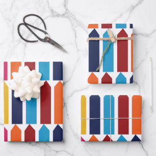 Hoja De Papel De Regalo Crayones Maestra Escuela Niños Colorido Divertido
