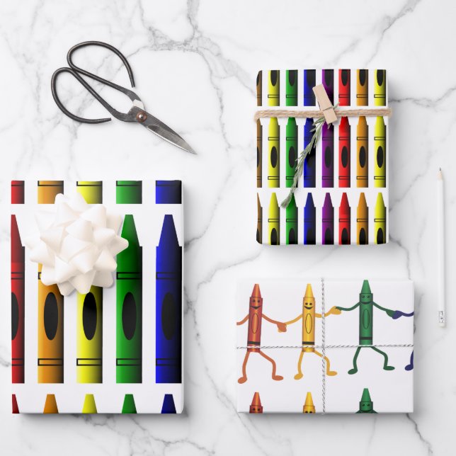 Hoja De Papel De Regalo Crayons Art for Children Cute (Anverso)
