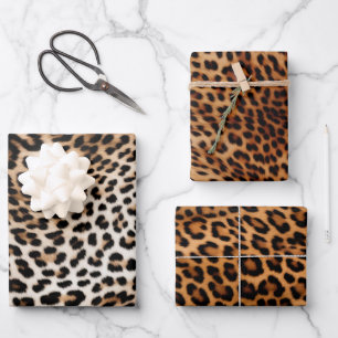 Hoja De Papel De Regalo Cream Black Leopard Print