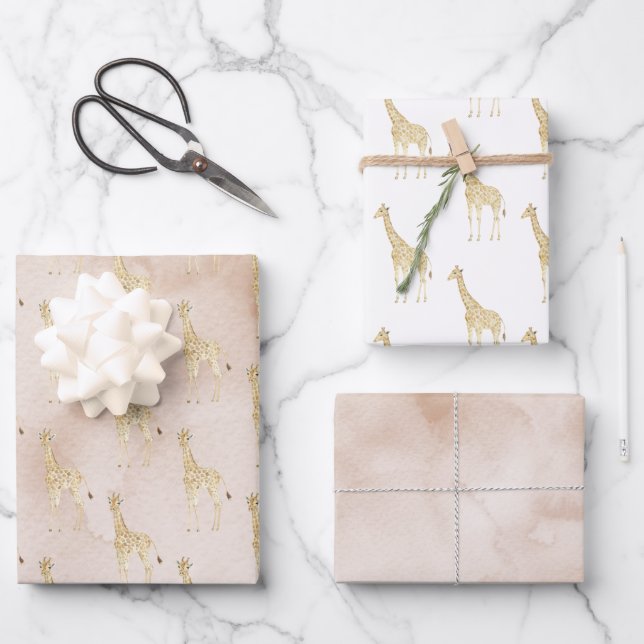 Hoja De Papel De Regalo Cream Giraffe       (Anverso)