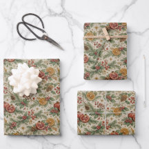 Cream Vintage Botanical Christmas Citrus Pattern