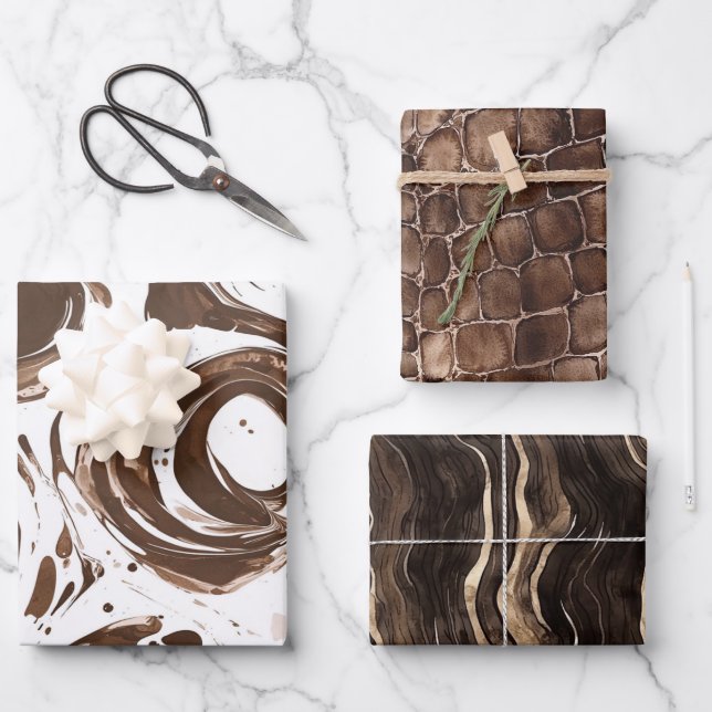 Hoja De Papel De Regalo Creamy Brown Chocolate Swirls Cumpleaños (Anverso)