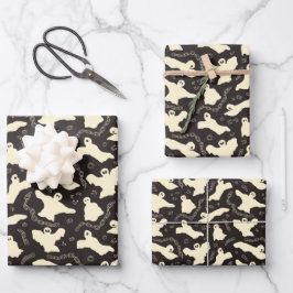 Hoja De Papel De Regalo Creamy Ghosts - Patrón de Halloween.