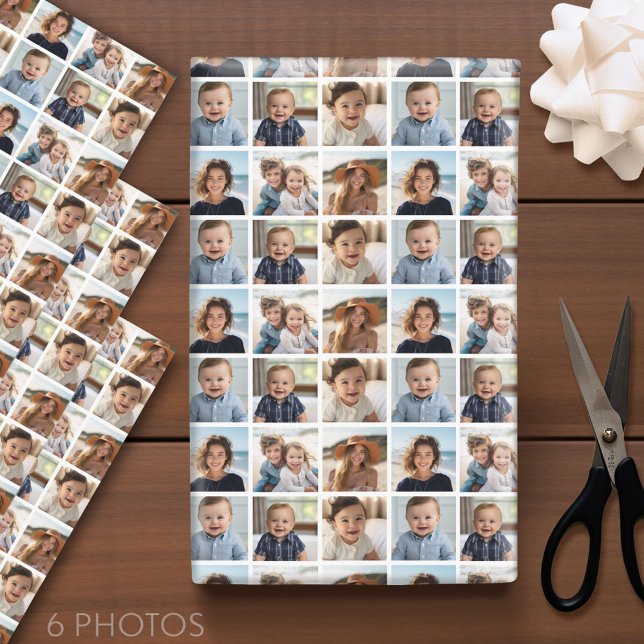 Hoja De Papel De Regalo Crear un Collage de fotos Personalizado con 6 foto (Custom Photo Wrapping Paper - Add a Photo Collage)