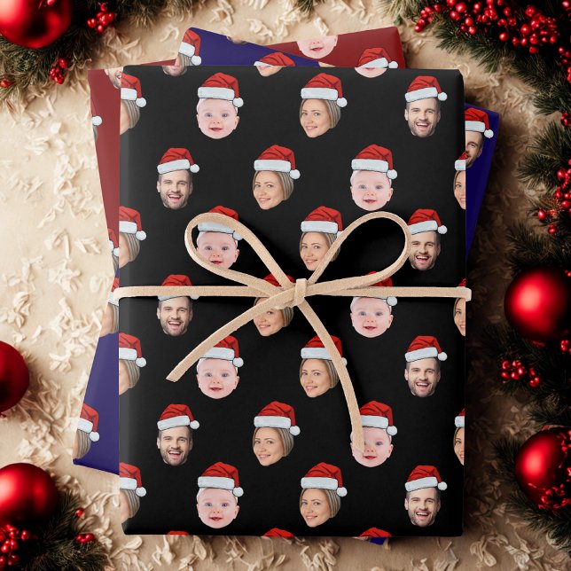 Hoja De Papel De Regalo Create Your Own Santa Hat Face 3 Photo Christmas (Subido por el creador)
