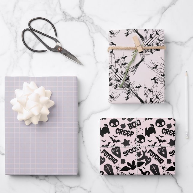 HOJA DE PAPEL DE REGALO CREEPY AND SCARY HALLOWEEN (Anverso)