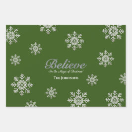 Hoja De Papel De Regalo Creer en la magia de los Navidades | Green