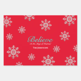 Hoja De Papel De Regalo Creer en la magia de los Navidades | Roja