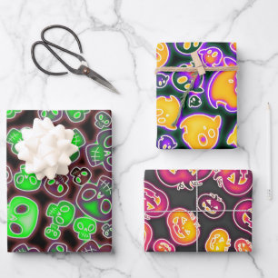 Hoja De Papel De Regalo Criaturas Brillantes de Neón