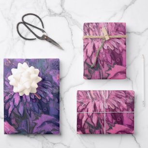 Hoja De Papel De Regalo Crisantemo Flores Pintando Floral Rosa Violeta
