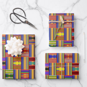 Hoja De Papel De Regalo Cristal Kente multicolor con manchas 