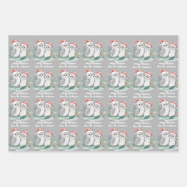 Hoja De Papel De Regalo Cristmas Owl Wrapping Paper Flat Sheet Set of 3