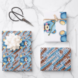 Hoja De Papel De Regalo Crochet Teddy Bear Baby Shower