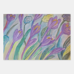 Hoja De Papel De Regalo Crocus de la primavera abstracta