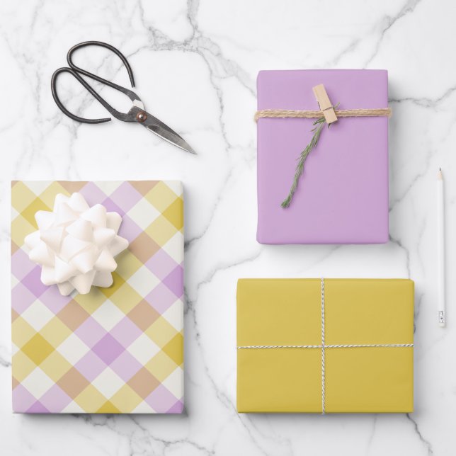 Hoja De Papel De Regalo Crocus Gingham (Anverso)