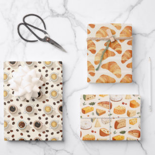 Hoja De Papel De Regalo Croissant de queso café Francia