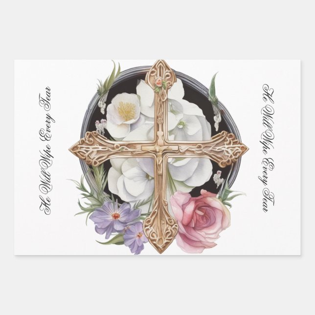 Hoja De Papel De Regalo Cruces y escrituras para condolencias (Anverso)